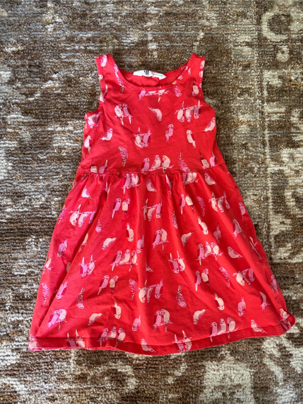 H&M Red Sleeveless Bird Print Dress